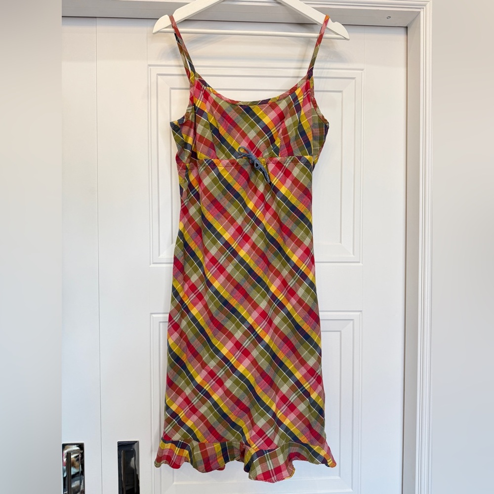 VINTAGE Y2K TOMMY HILFIGER COTTON PLAID SUNDRESS 6 2000 RAINBOW